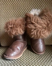 Anthropologie EMU Australia Teddy Wurren Brown Leather Sheepskin Ankle BootW6/M5