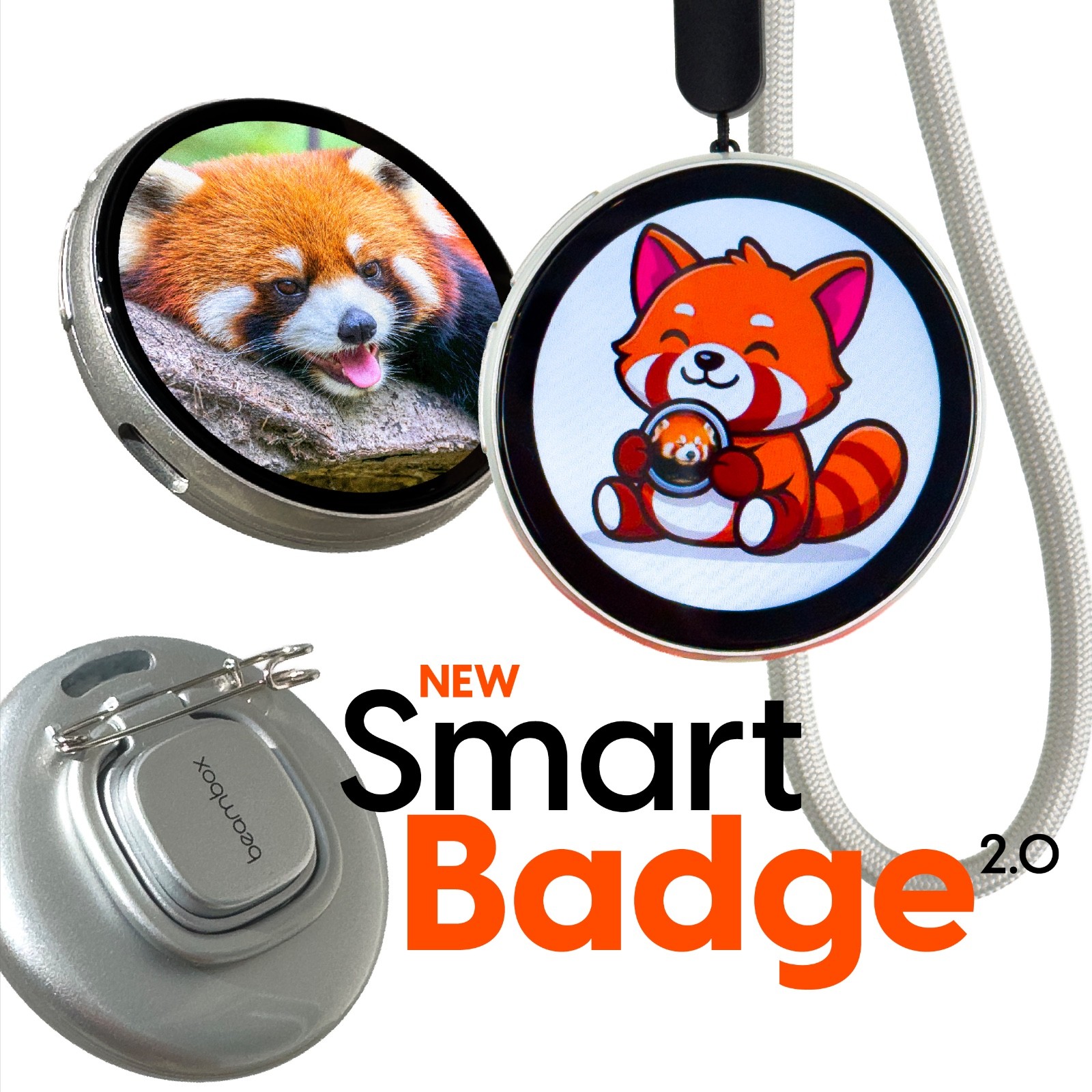 Smart Digital E-Badge with IPS Display – Custom Photos/GIFs, Bluetooth Badge