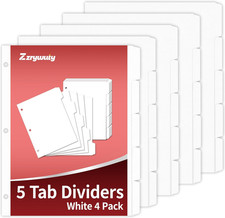 Binder Dividers with Tabs for 3 Ring Binder, 8.5 X 11 Paper Binder Dividers with