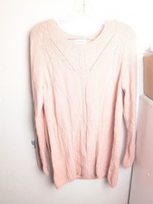 VTG 80s 90s Liz Claiborne Lizwear Pink Cable Knit Sweater Womens Sz M Preppy A 