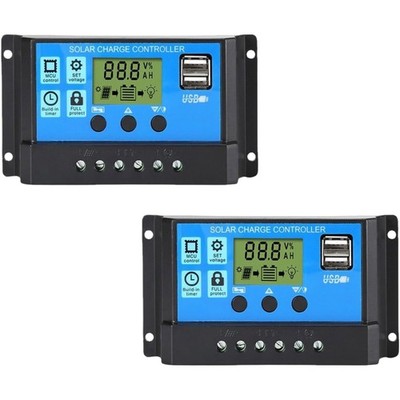 Solar Laderegler 30A PWM 12V 24V LCD USB Solarkontroller Doppelset