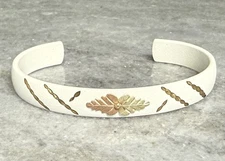 CCO Black Hills White Powder Coated 12k Tri Color Rose Gold Leaf Cuff Bracelet