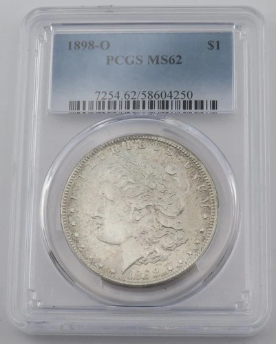1898 O Morgan Silver Dollar - PCGS MS62 - Certification# 58604250