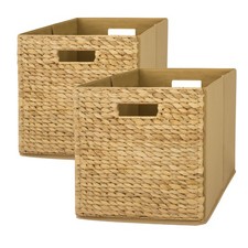 Better Homes Gardens Fabric Cube Storage Bins 12.75" x 12.75", Natural,2 Pack