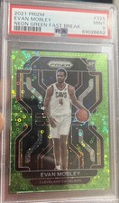 2021 Panini Prizm  Evan Mobley Neon Green Fast Break ROOKIE RC 3/5 PSA 9 MINT 