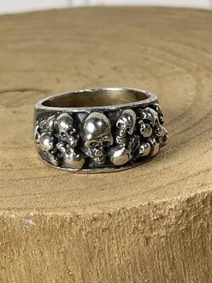 WARRIOR LOST SOULS SKULL SOLID 925 STERLING SILVER RING MEN'S Size 13 - Image 1 of 4