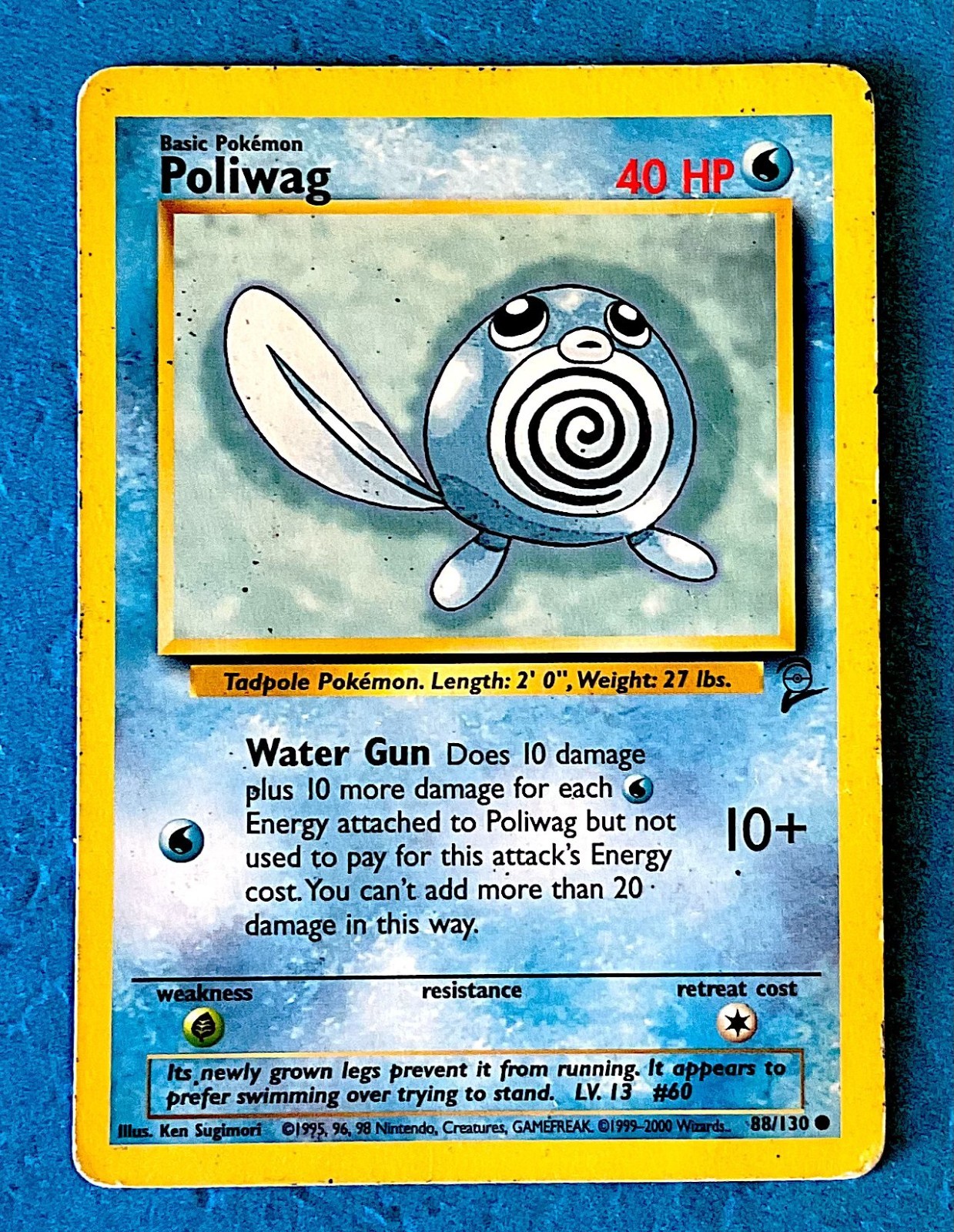 1999/2000 POKEMON POLIWAG 88/130 BASE SET 2 WOTC ORIGINAL