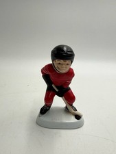 Vintage Hand Painted Hockey Player Figurine Red Uniform Signed LB 