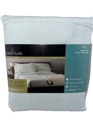 New Cuddl Duds Soft & Cozy Microfiber Sheets sz Twin Blue Heather Extra Deep Fit