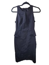 ​Banana Republic Size 4 Black Peplum Sheath Dress Sleeveless Work Career