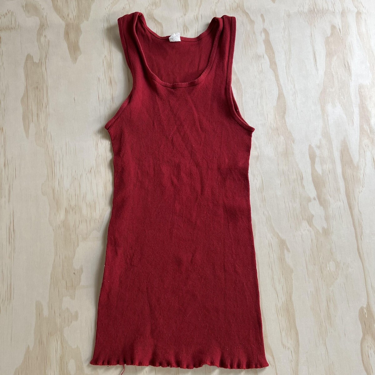 Vintage Fruit Of The Loom Tank Top Womens XL Red Ribbed Cotton