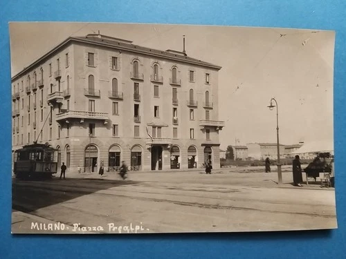 Milan - Antique and rare photo-postcard - Piazza Prealpi - Tram.