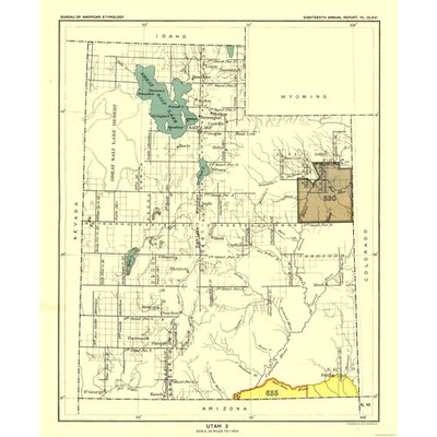 Historic State Map - Utah - Hoen 1896 - Vintage Wall Art