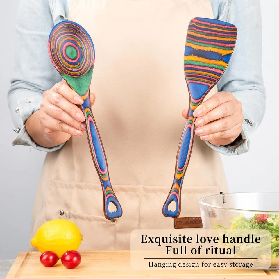 Gudamaye Pakkawood 7-Piece Wooden Utensils for Cooking,Wooden Spoon Set,Wooden K - Image 2 of 4