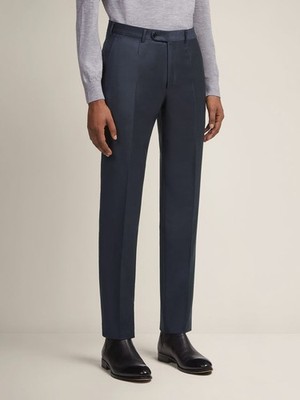 Ermenegildo Zegna Men's Blue Wool Solid Flat Front Suit Pants Size 52