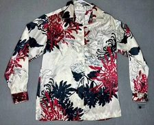 VTG Brownstone Studio NY Women's Long Sleeve Floral Blouse RollTap Sleeve Size 8