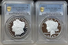 2024-S $1 Proof Morgan and Peace Silver Dollars 2pc Set PCGS PF70DCAM - FS - #4