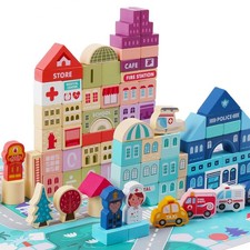 Wooden Building Blocks for Toddlers, City Construction Stacking Creative Toys...
