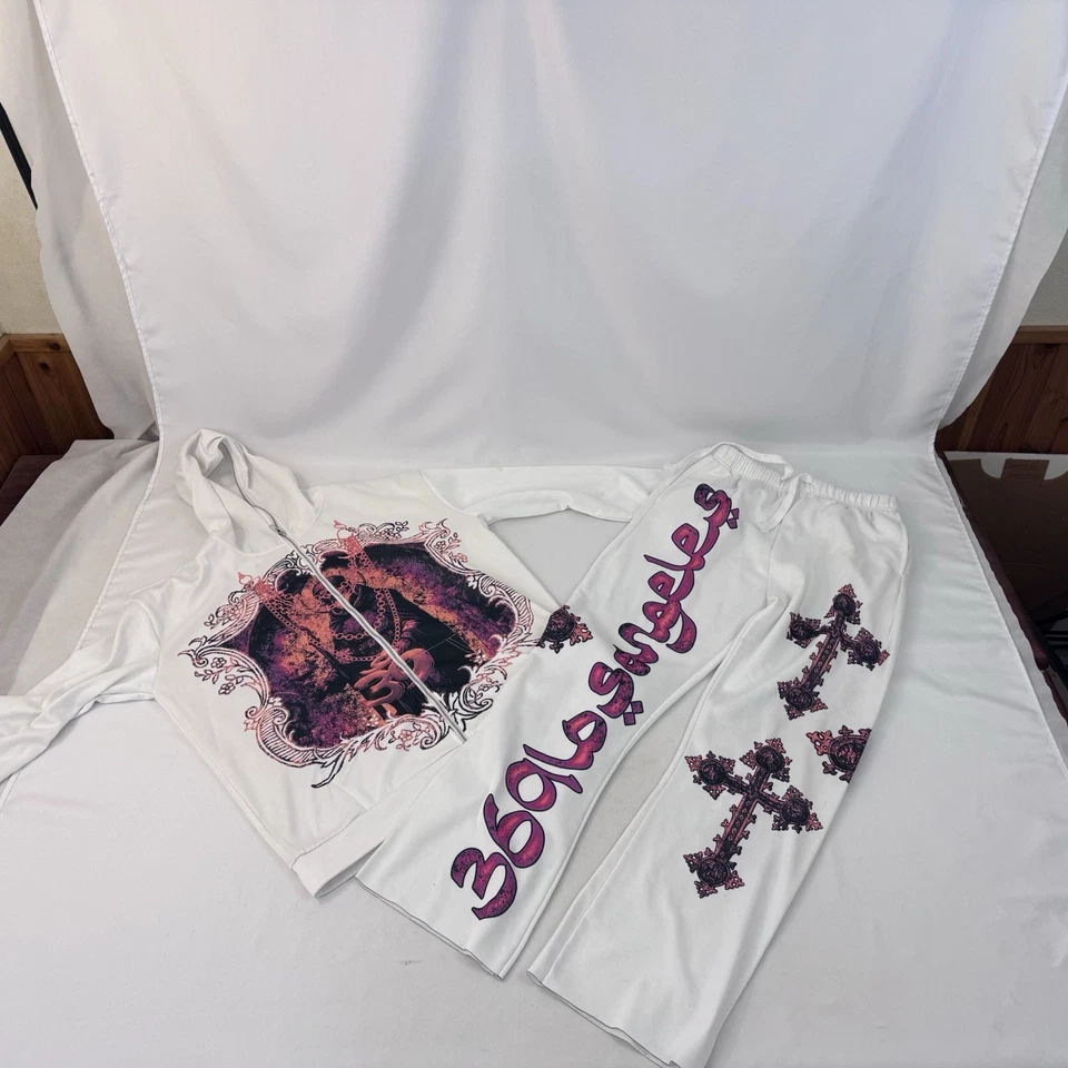 Pure Saint 39 Los Angeles Chándal Sudadera Pantalones Conjunto Cruz Gótico Blanco L Foto 2 de 4