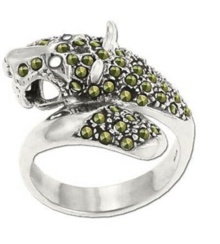 Jaguar Big Cat 925 Sterling Silver Genuine 47-Marcasite Stones