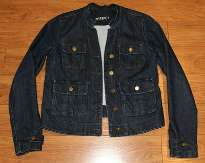 mandarin collar denim jacket