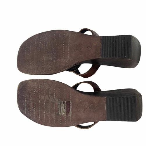 Nine West Perizoma Zeppa in Legno Sanadals Impreziosito Tomaia in Pelle con Perline Marrone 9 - Foto 9 di 9