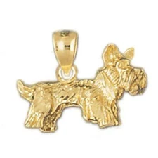 New 14k Gold 3D Terrier Dog Pendant