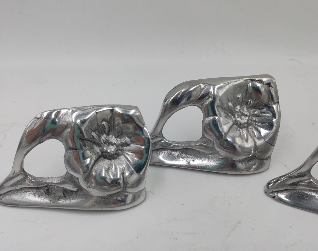 Lote Servilletero Anillos Servilletero De Colección 12 Piezas Peltre Mexicano Hibisco Peltre Ann Kary Nuevo