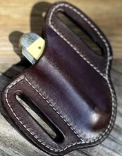 leather knife sheath pancake cross draw knife case scabbard mini trapper SMALL