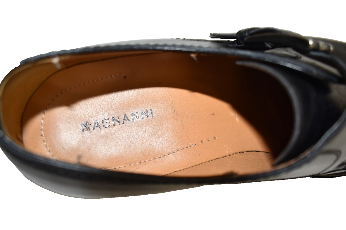 Magnanni Marco II Monk Strap SlipOn Shoes Leather Black Sz  display picture 2