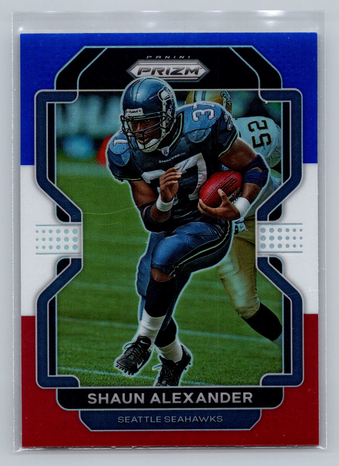 2021 Panini Prizm 50 Shaun Alexander Red White and Blue Seattle