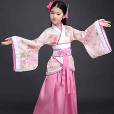 Chinese Hanfu Costume Girl Children Kimono Vintage Ethnic Student Dance Costume