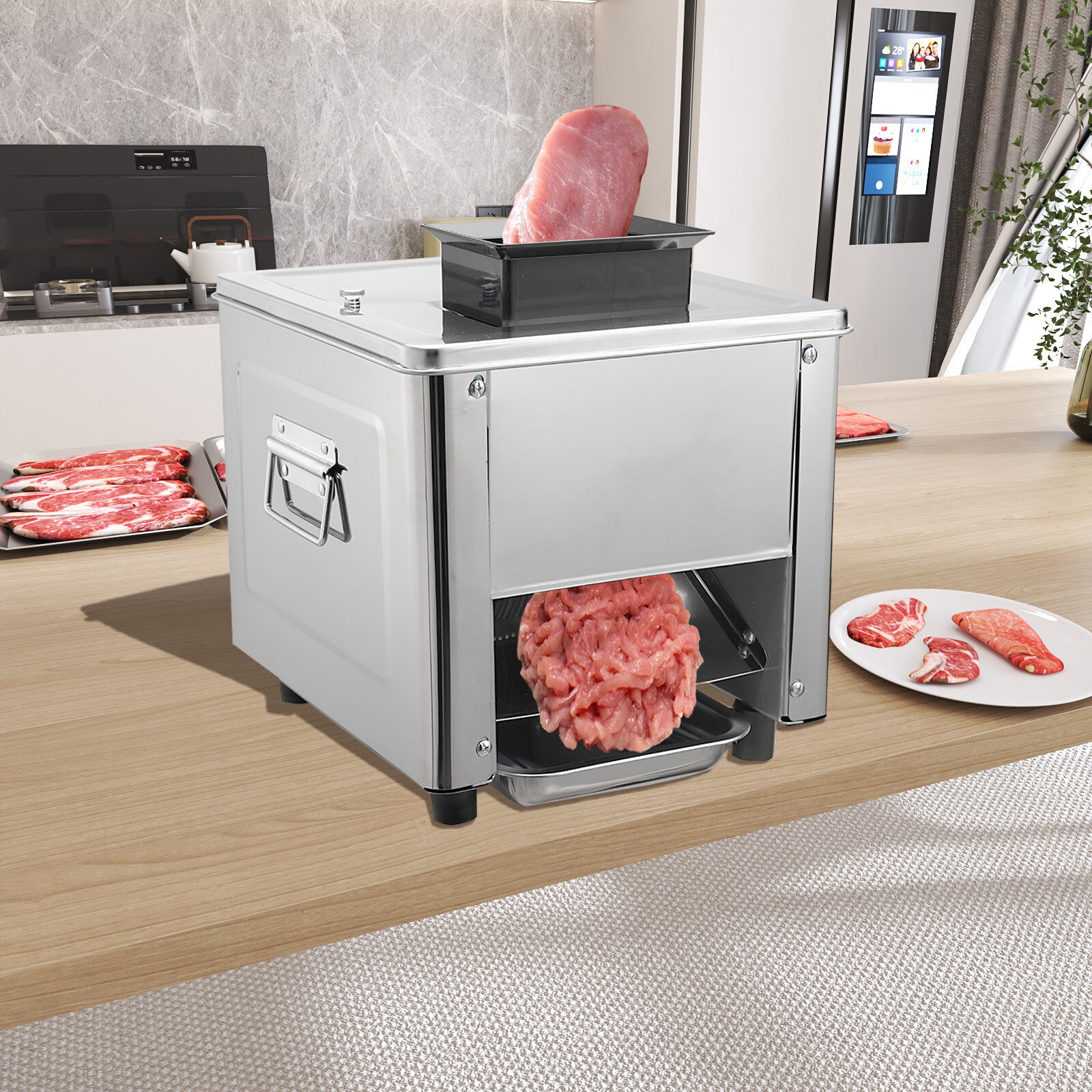 850W Meat Cutter Cutting Machine Stainless Steel for Family Commercial Use