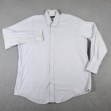 Nautica Shirt Mens Size 17 Blue White Check Dress Button Up Long Sleeve
