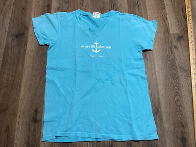 Lady Comfort Shirt, Women's Medium, Blue, ''Where Life Takes you Sanibel Island''