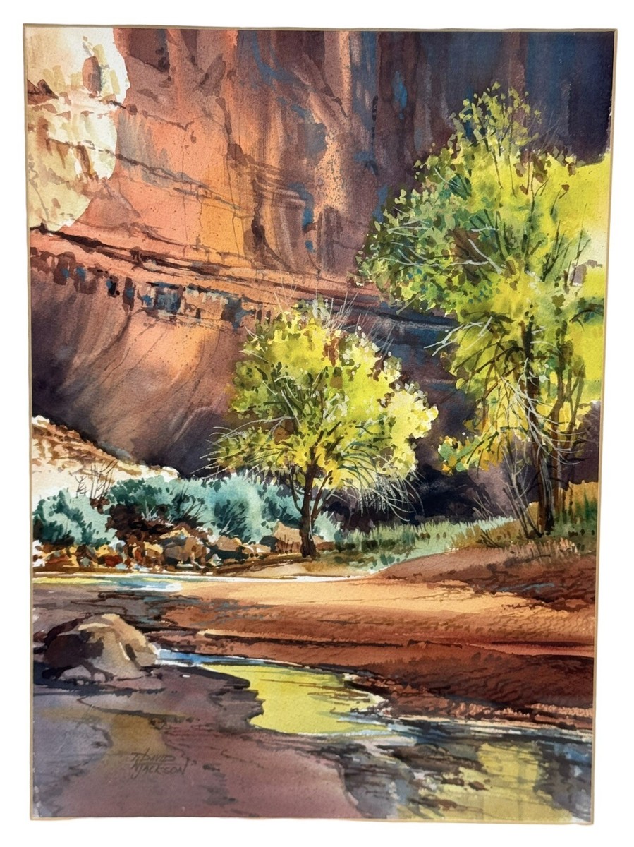 David W Jackson Watercolor Painting ~ Red Rock Canyon Landscape 