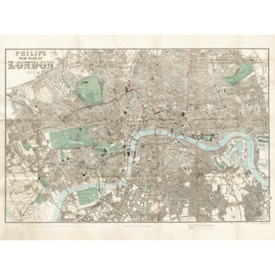 Karte Philip 1881 London Stadt England Plan Karte Leinwand Wandbild Kunstdruck Poster