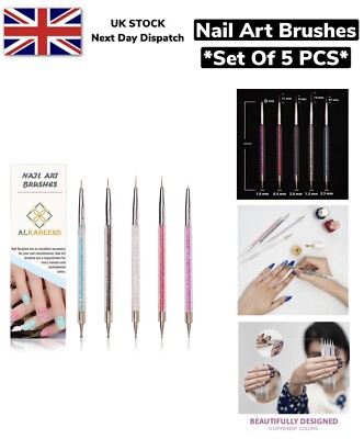 Nail Art Pinsel 5er Pack Multifunktionale Doppelseitige Kunstpinsel Gellack UK