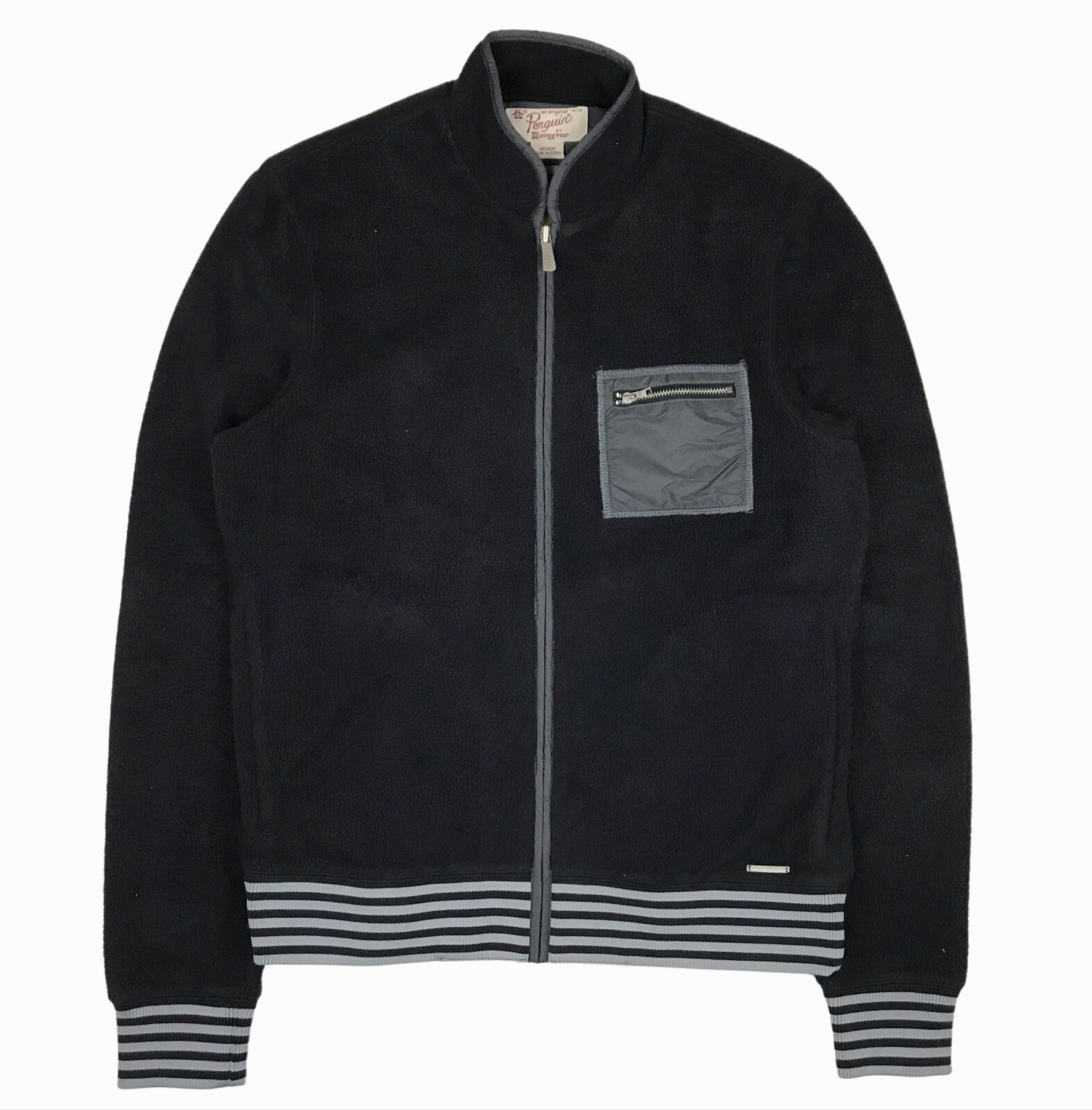 Original Penguin Men's Fleece Jacket, True Black Size Medium RRP £85 Free Post
