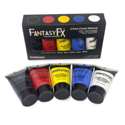 MEHRON FANTASY FFX 5 COLORS PACK WATER BASE FACE BODY PAINT STAGE MAKEUP