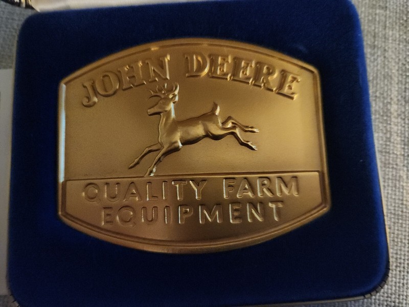 1985 John Deer Limited Edition Historical Trademark 1950 Gold Plated Buckle