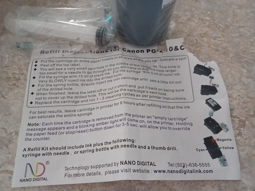 Refill Bulk Black Ink Refill for Printers Printers 8.3 oz Nano Digital INK Jet - Picture 2 of 7