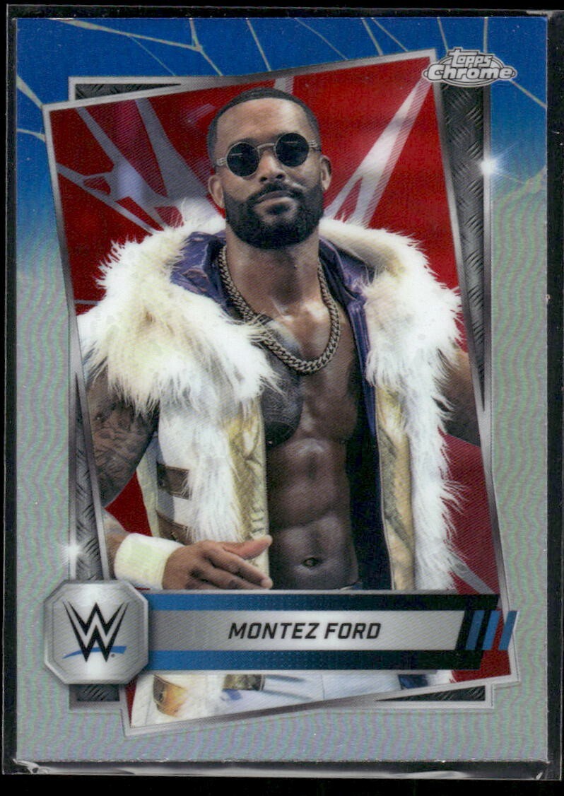 2025 Topps Chrome WWE Montez Ford #185 Red & Blue Refractor