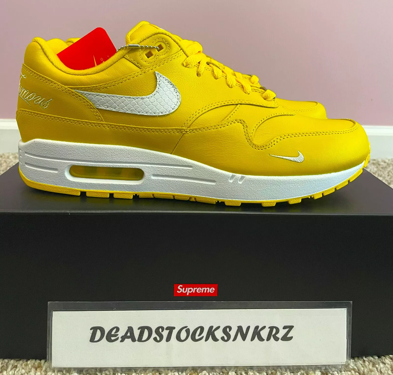 Supreme X Nike Air Max 1 '87 SP Speed Jaune HF8813 700 Homme Taille 10,5