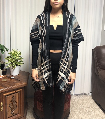NWT Echo New York Stripe Cardi Wrap Swim Cover-Up Shawl Poncho One Size - Picture 2 of 5