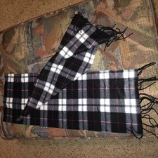 TN1- Checkered 60 inch Long Shawl Scarf Plaid Scottish blacks and Grays