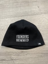 North Face Founders Brewing Black Beanie Embroidery EUC RARE UNISEX