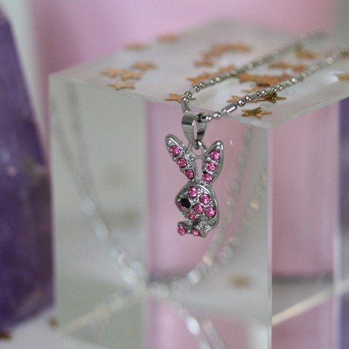 Play Boy Bunny Jewellery necklace chain earring ring silver pink vintage - Picture 7 of 9
