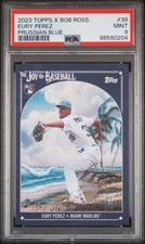 2023 TOPPS X BOB ROSS 38 EURY PEREZ PRUSSIAN BLUE /50 PSA 9 RC