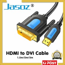 JASOZ HDMI to DVI 24+1 Pin Male Cable LCD Monitor PC Adapter Lead PlasmaTV AU